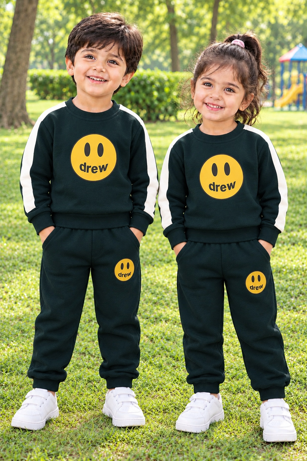 Blue smiley kids track suit
