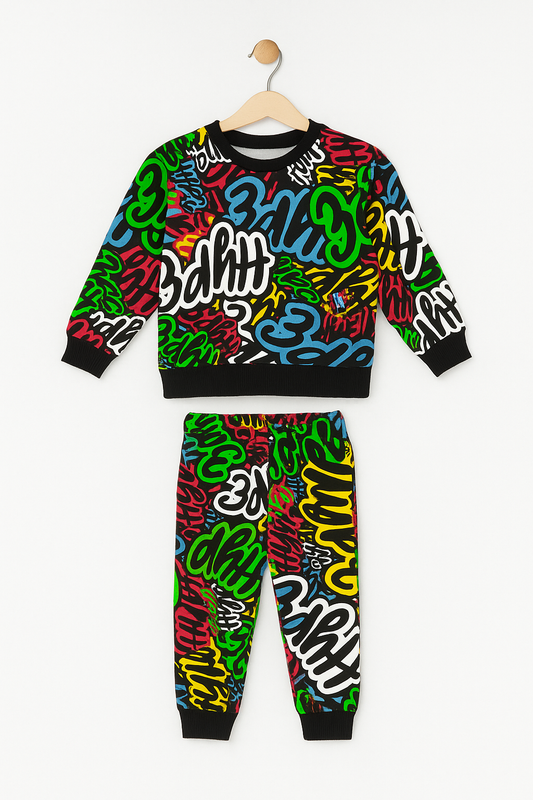 Multi hype printed kids tracksuit