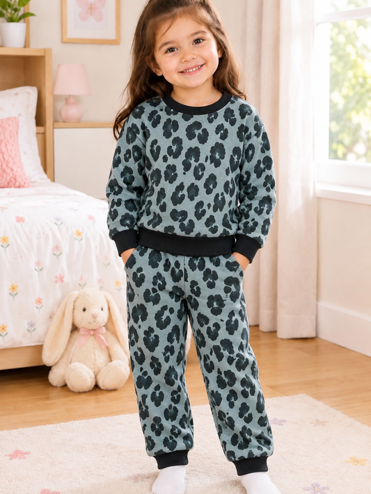 Grey cheetah kids track suit