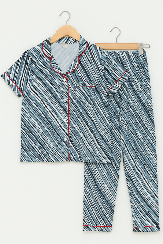Grey white stripes ladies pj's