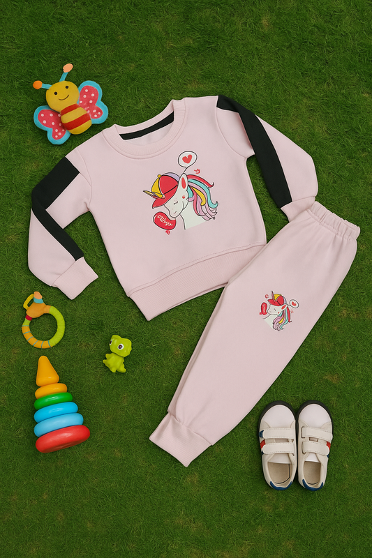 Pink unicorn kids track suit