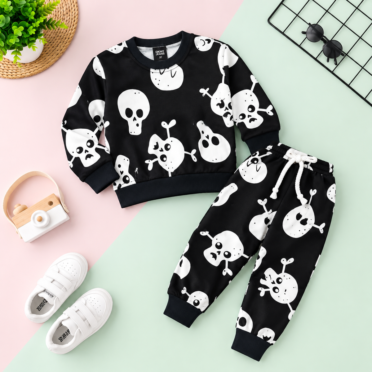 Black skeleton kids  tracksuit