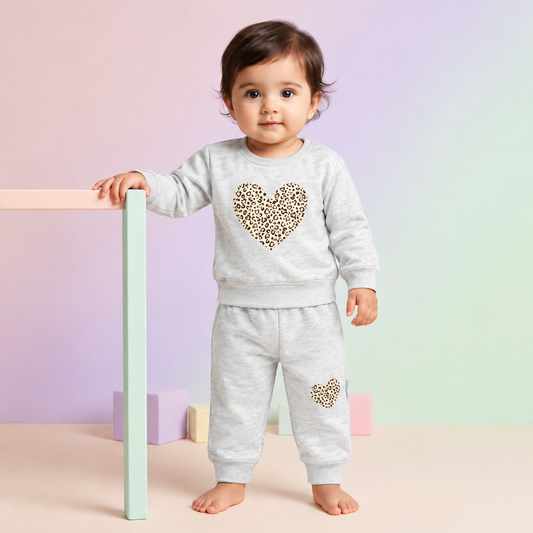 Grey heart kids track suit