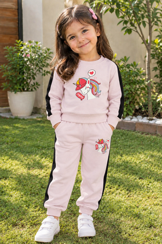 Pink contrast kids track suit