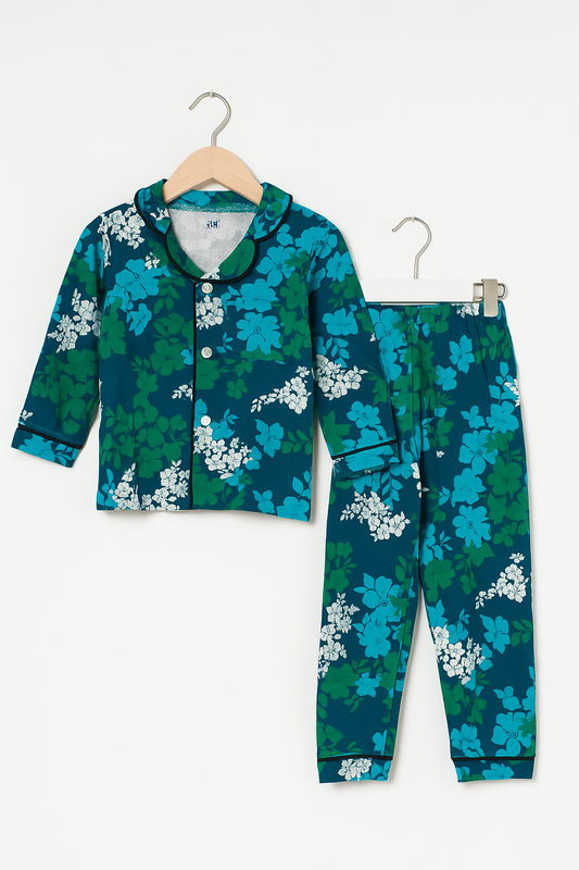 Green flower pj's kids