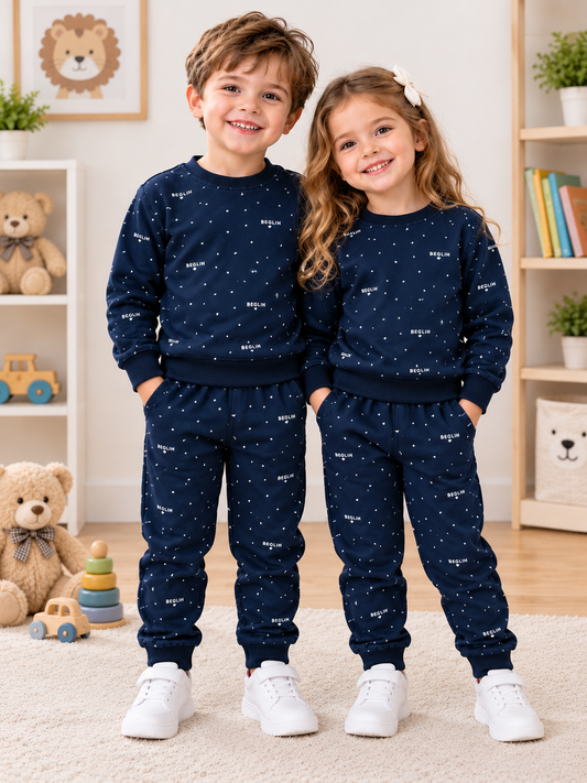 Blue polka kids track suit