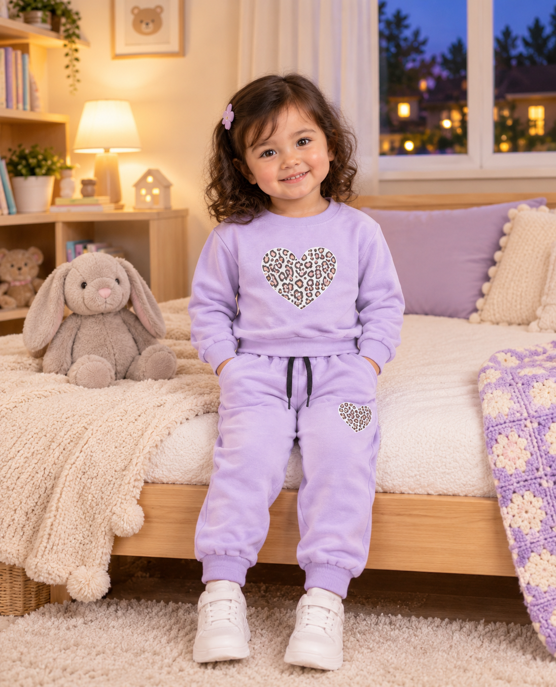 Light purple heart kids track suit