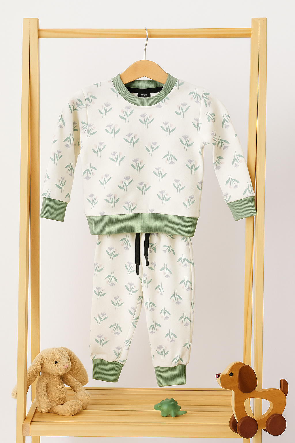 Green flower baby tracksuit