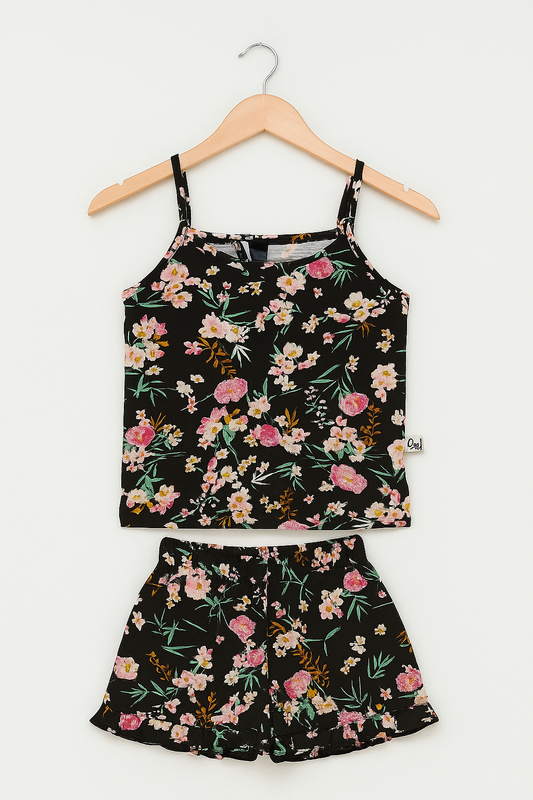 Black floral baby tanktop suit