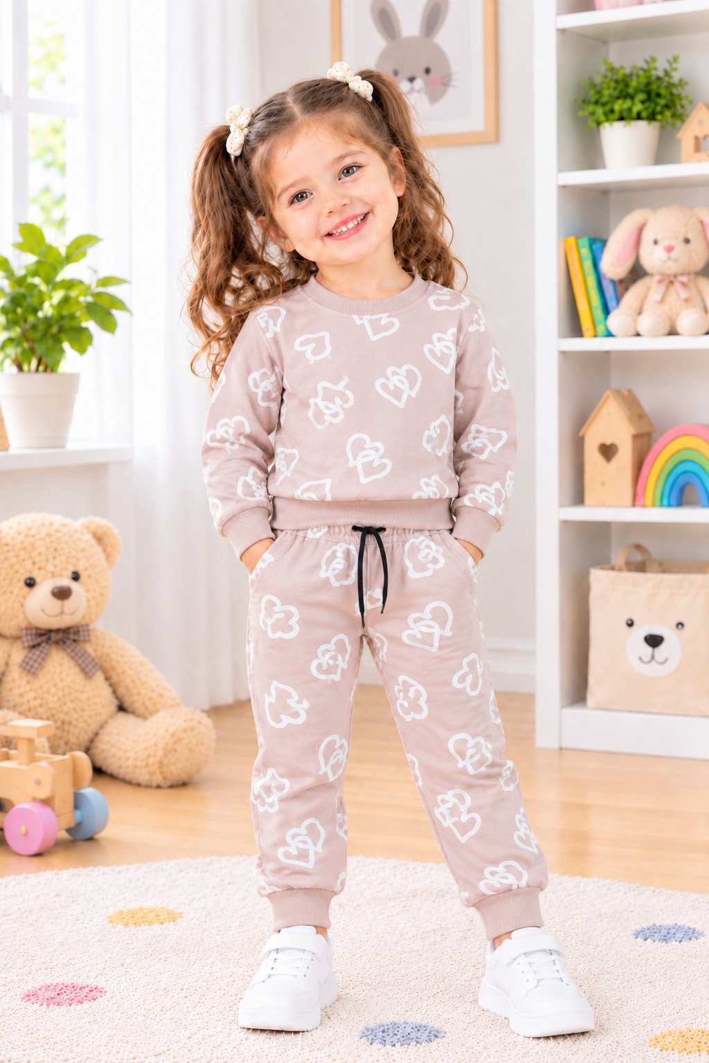 Pink heart kids track suit