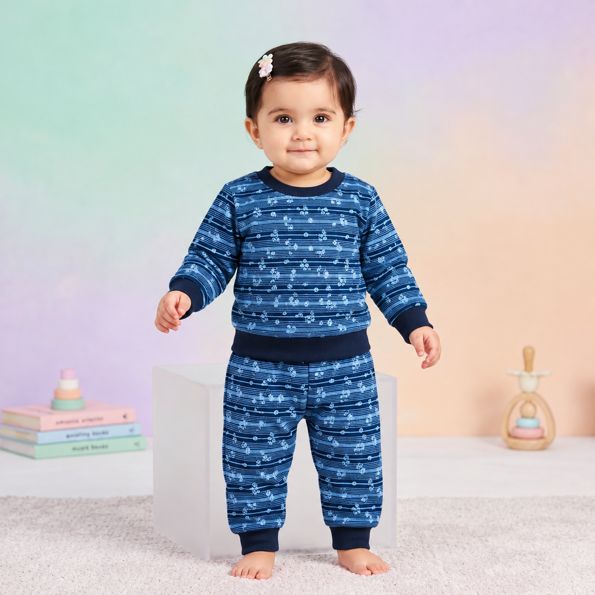 Blue floral kids track suit