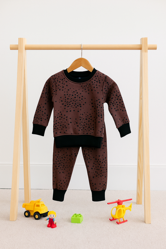 Brown polka kids track suit