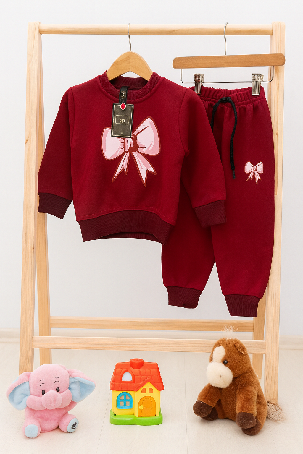 Maroon bow baby tracksuit