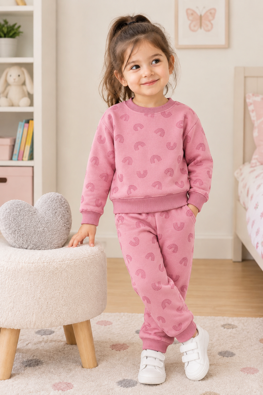 Pinky glitter fleece tracksuit