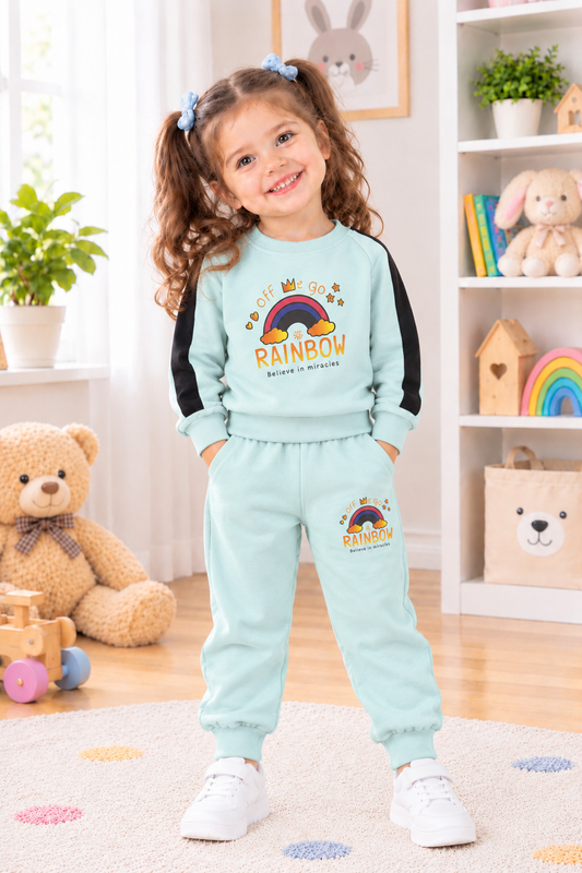 Sky blue rainbow kids tracksuit