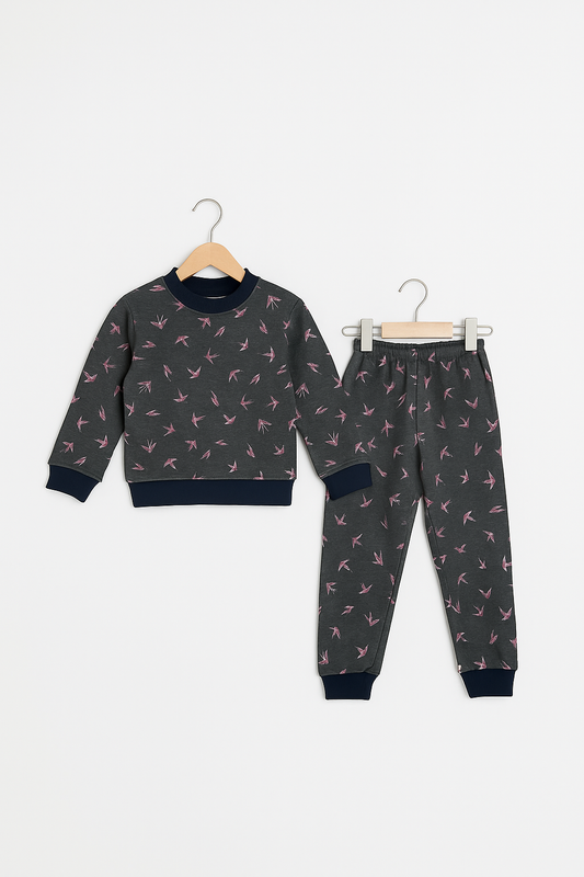 Grey bird fleece tracksuits