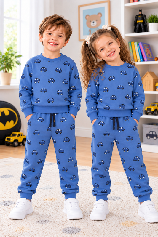 Blue car kids tracksuits