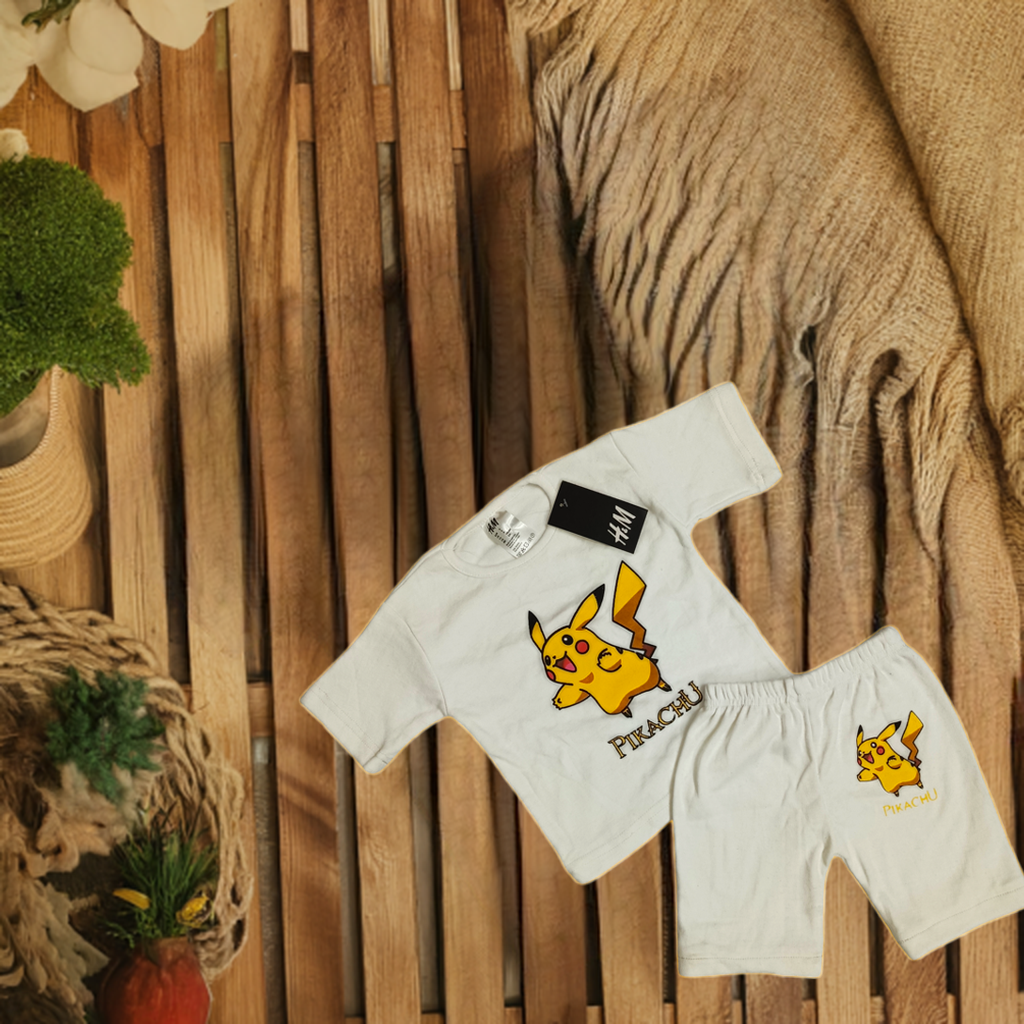 Pokemon shorts suit white