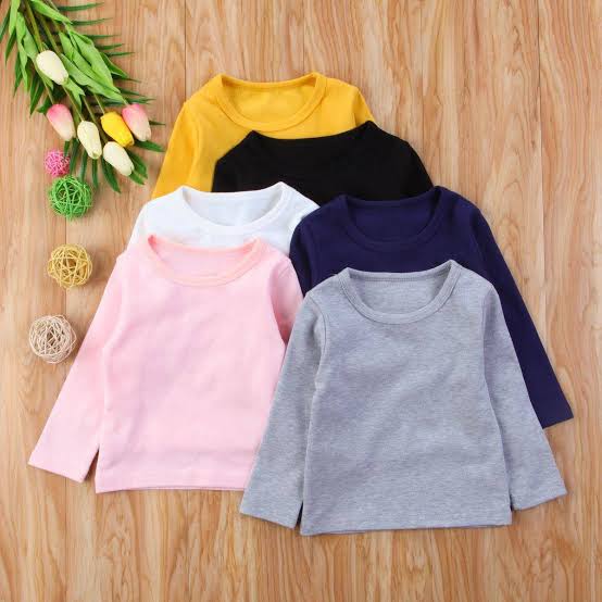 Kids full sleeves tshirts pack of 3 stretchable random colours