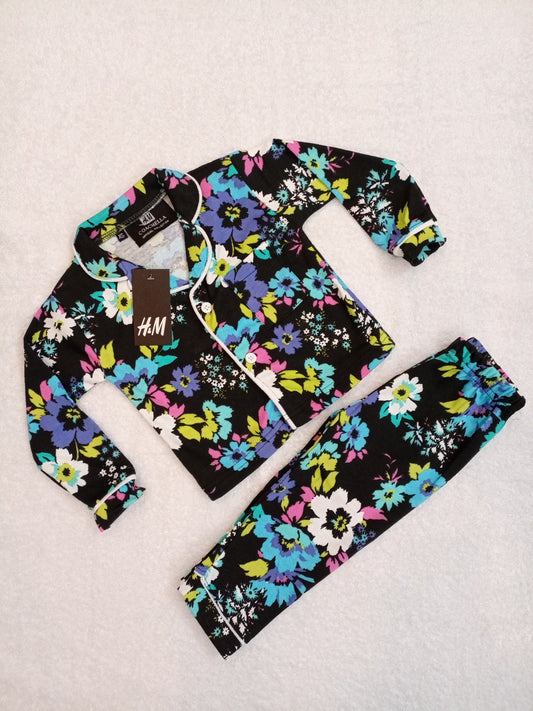 Black floral pj set