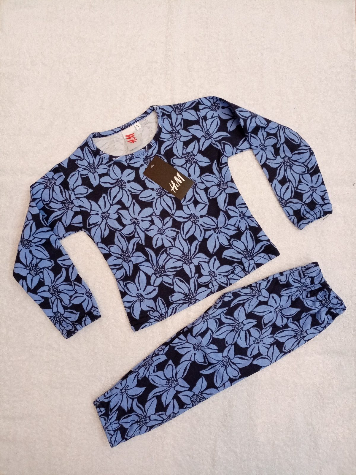 Blue flower casual tracksuit